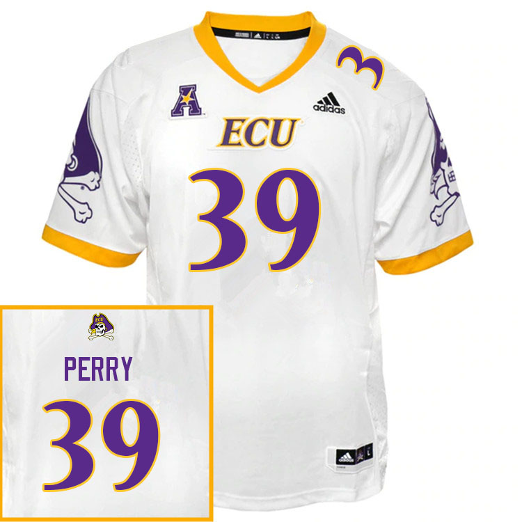 Men #39 Daren Perry ECU Pirates College Football Jerseys Sale-White - Click Image to Close